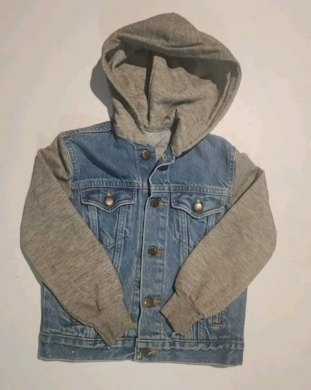 Vintage 80s 90s Kids Denim Jacket Hoodie USA Made Youth L7 Jean Trucker